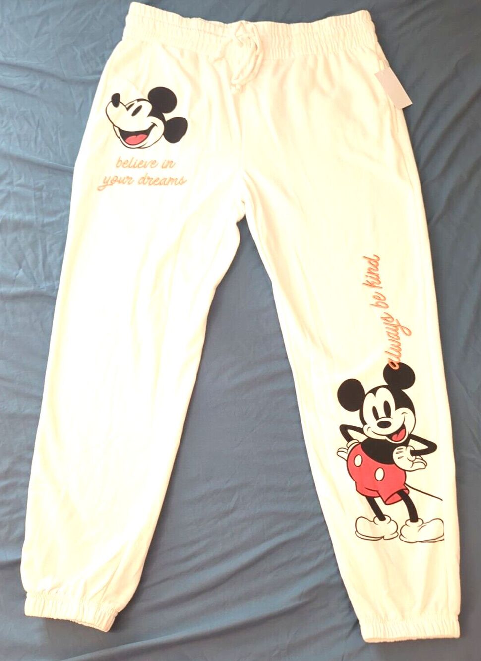NWT Disney Mickey Mouse Women's Joggers Pajama Pant Large 12/14 Winter White NEW